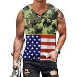 National Flag Day T Shirts Men's Vest Independence Day Printed V-neck Casual