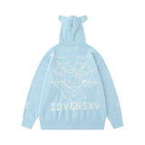 Women Sweater Spider Web Hello Kitty Hooded Sweater Female Loose Casual Sweater