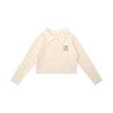 Women Sweater Short Sweater Women's Autumn Polo Collar Slim-Fit Long Sleeve