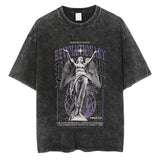 Men Fashion Washed T Shirt Commemoration of the statue