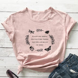Y2k Short Sleeves T-shirt Planting Seeds Protecting Trees