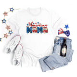 National Flag Day T Shirts Summer round Neck T-shirt Women's Short Sleeve Independence Day Women