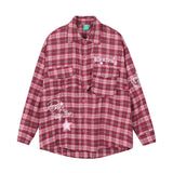 Women Long Sleeve Shirt Women's Plaid Long Sleeve Shirt Autumn Embroidery Short Shirt Coat