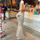Women Cargo Pants Jeans Summer Women's Trousers Printed Bell-Bottom Pants