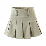 Women Skirt Retro College Style Striped Skirt Ins