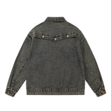 Men Denim Jacket Washed Distressed Dyed Denim Jacket Denim Coat Coat Autumn