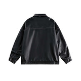 Unisex Jacket Autumn Geometric Split Leather Coat Women's Clothing