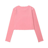Women Long Sleeve T-Shirt Printed Long Sleeve T-shirt Girls Short Stitching Casual