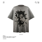 American vintage street T-shirt pure cotton retro men's and women's summer loose