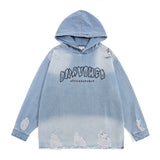 Men Denim Jacket Wash Gradient Hooded Denim Hoodie Men's Denim Jacket Coat