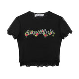 Women T-shirt Short-Sleeved T-shirt Summer Girls' Printed round Neck