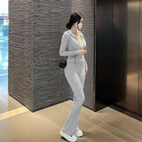 Women Long Sleeve Shirt Autumn Set Sweater Coat Casual Pants