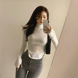 Women Long Sleeve Shirt Elastic Soft Autumn and Winter