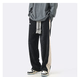 Men Sweatpants Men's Spring Sports Pants Stitching Wide-Leg Straight Pants