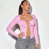 Woman Dresses Women's Spring round Neck Long Sleeve Cardigan T-shirt Top