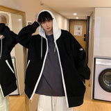 Men Hoodie Cardigan Sweater Men's Spring and Autumn Loose Autumn Coat
