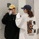 Men Hoodie Couples Sweater Trendy Design Print round Neck Loose