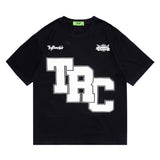 Men's T Shirt Letter Print Short-Sleeve T-shirt Men's and Women's Retro Loose round Neck