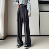 Palazzo Pants Retro Wide-Leg Pants Women's Casual Solid Color High Waist