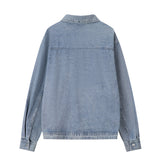 Men Denim Jacket Washed Denim Jacket Men's Spring and Autumn Loose Casual Zipper Cardigan Denim Jacket