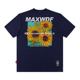 Men T Shirt Sunflower Oil Painting Printed Short-Sleeved T-shirt for Men and Women Couple