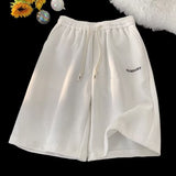 Men Sweatpants Waffle Shorts Men's Summer Retro Loose Casual