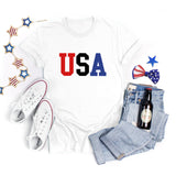 National Flag Day T Shirts Summer round Neck T-shirt Women's Short Sleeve Independence Day Women