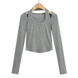 Women T-Shirt Long-Sleeved T-shirt Women's Slim-Fit Stretch Top