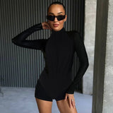 Women Jumpsuit Women's Winter Fashion Solid Color Slim Fit Long Sleeves Jumpsuit