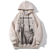 Men Fleece Lined Hoodie Figure Printed Hoodie Men's Casual Ins Loose Pullover Top