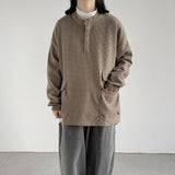 Men Hoodie round Neck Waffle Sweater Ins Loose Men and Women