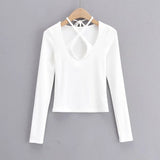 Women T-Shirt Women's Spring V-neck Long Sleeve T-shirt
