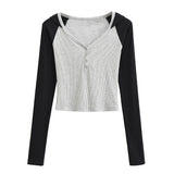 Women T-Shirt Autumn Long Sleeve V-neck Short Hood T-shirt