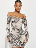 Women's Dresses Women's Autumn Printed Slim-Fit Sheath Dress
