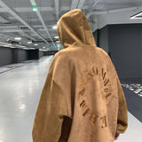 Men Hoodie Suede Sweater Men's Spring and Autumn Washed Loose Men's Embroidered Hooded