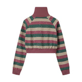 Men Hoodie Striped Stand Collar Zipper Coat Men and Women Letters