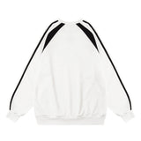Men Hoodie Spring and Autumn Loose Sweater Men's Casual Raglan Sleeve Patchwork Stripes