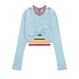 Women Sweater Rainbow Striped Vest Sweater Women's Autumn Leisure Sweater