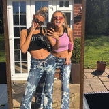 Women Cargo Pants Girls Wild Casual Printed Jeans