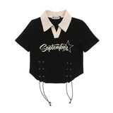 Women T-shirt Short T-shirt Summer High Street Letter Embroidery