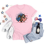 National Flag Day T Shirts Summer Women's Short Sleeve T-shirt Independence Day round Neck