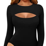 Women Jumpsuit Long Sleeve T-shirt Stretch Long Sleeve Base Bodysuit