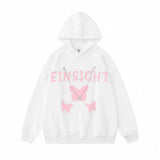 Men Hoodie Color Matching Butterfly Necklace Hooded Sweater