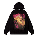 Men Hoodie Flame Printed Hoodie Casual Loose Pullover Top