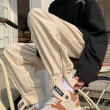 Men Sweatpants Waffle Pants Men Loose Design Zipper