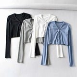 Women T-shirt Slim-Fit Short Long Sleeve T-shirt