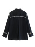 Women T-shirt Fall Women's Clothing Stitching Lapel Long Sleeve Shirt