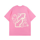 Men T Shirt Funny Cartoon Printed Short-Sleeved T-shirt Men and Women Hip Hop Loose All-Matching