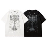 Men T Shirt Hip Hop Necklace Dark Short-Sleeved T-shirt Men and Women Loose Couple