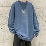 Men Hoodie Sweater Men's Autumn Loose Hong Kong Style round Neck Bottoming Shirt
